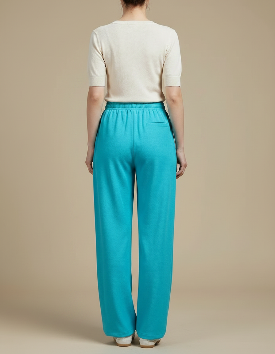 Pantalon Chinois Turquoise Ample Cordon Décontracté Femme - Bleu Polyester - vue 2