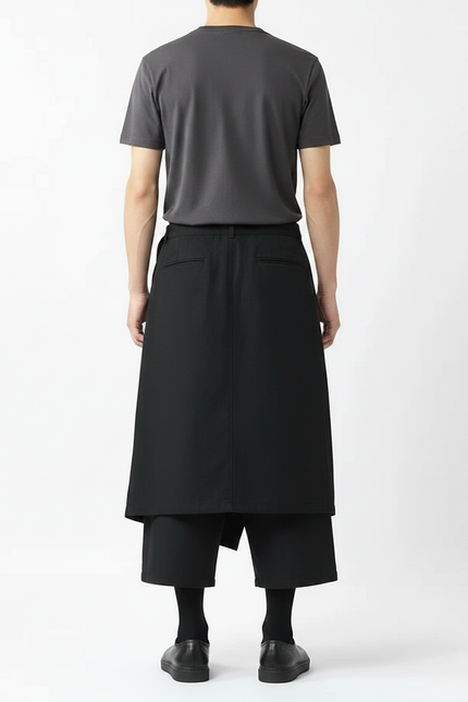 Pantalon Chinois Noir Ample Asymétrique Harem Décontracté - Coton - vue 2