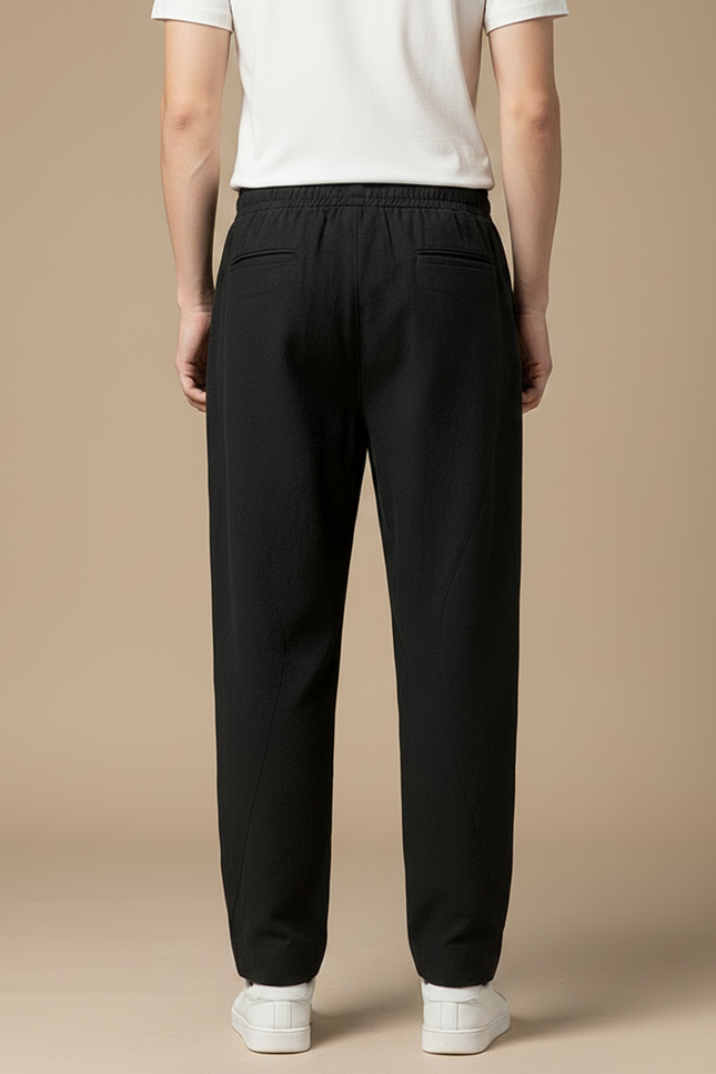 Pantalon Chinois Noir Coton Ample Décontracté Harem - vue 2