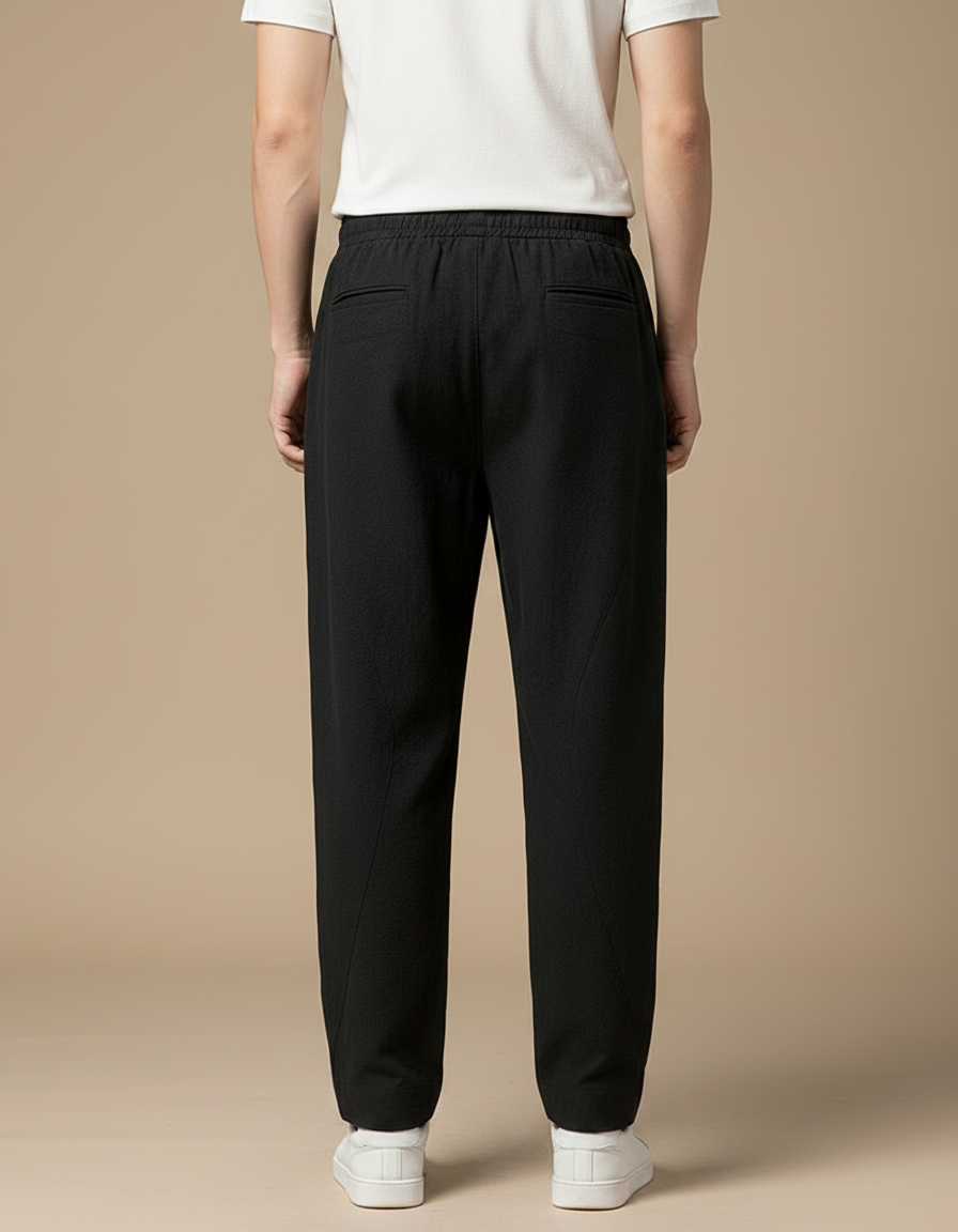 Pantalon Chinois Noir Coton Ample Décontracté Harem - vue 2