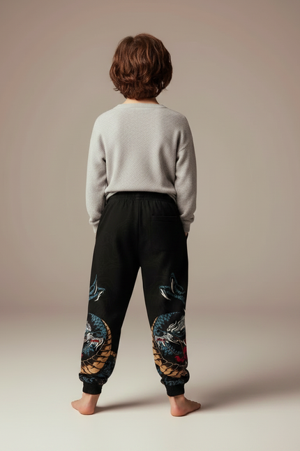 Pantalon Chinois Noir Dragon Streetwear Garçon - Molleton - vue 2