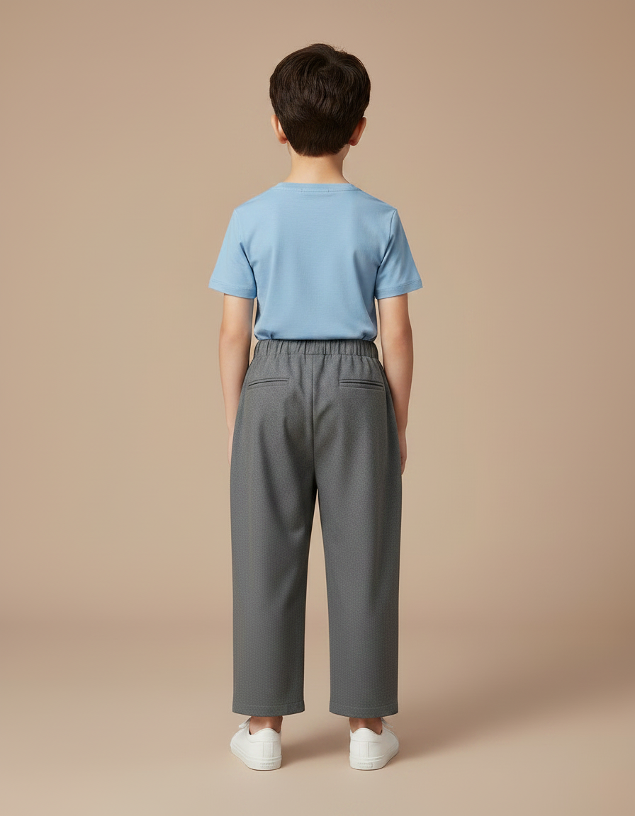 Pantalon Chinois Gris Ample Bambou Enfant Décontracté - Polyester - vue 2
