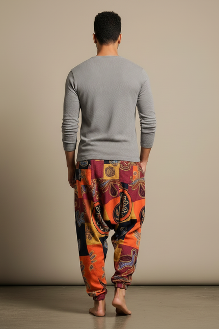 Pantalon Chinois Harem Imprimé Ethnique Ample Homme - Multicolore Coton - vue 2