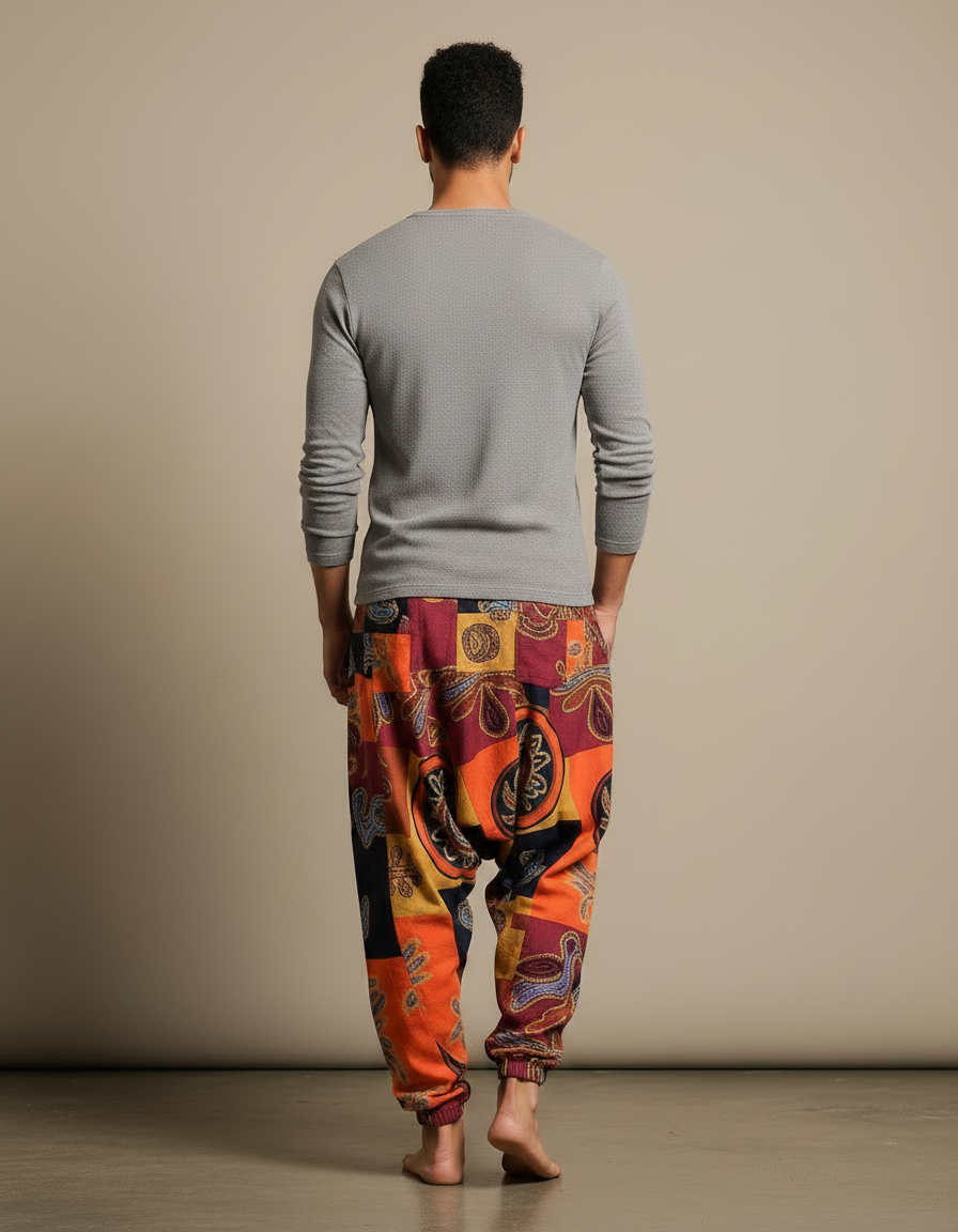 Pantalon Chinois Harem Imprimé Ethnique Ample Homme - Multicolore Coton - vue 2