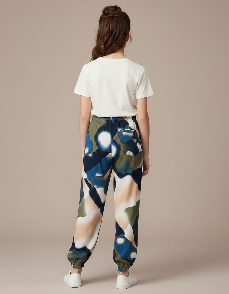 Pantalon Chinois Imprimé Ample Fluide Estival Fille - Viscose - vue 2