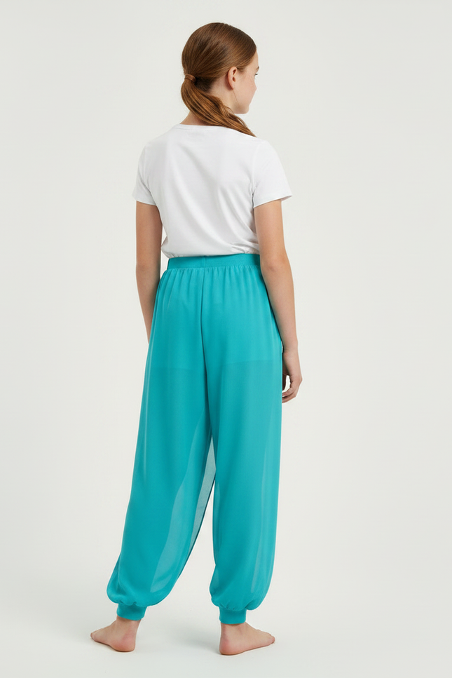 Pantalon Chinois Turquoise Fluide Harem Fille - Bleu Polyester - vue 2