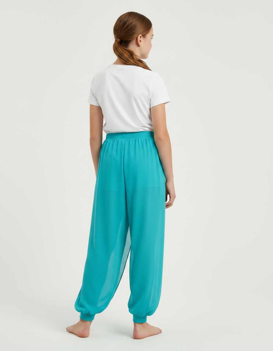 Pantalon Chinois Turquoise Fluide Harem Fille - Bleu Polyester - vue 2