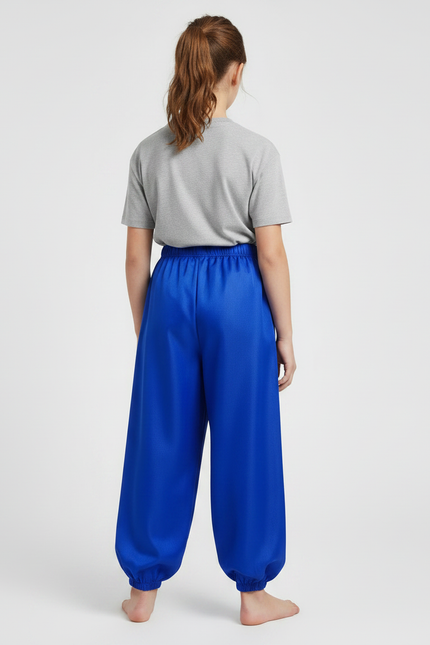 Pantalon Chinois Bleu Royal Satin Ample Élastique Fille - vue 2