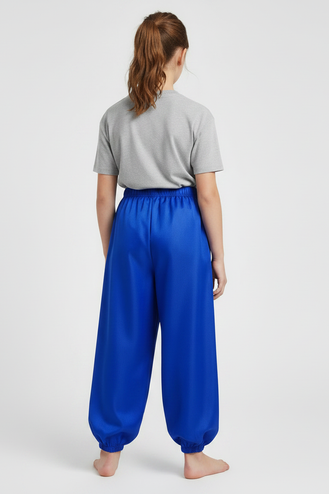 Pantalon Chinois Bleu Royal Satin Ample Élastique Fille - vue 2