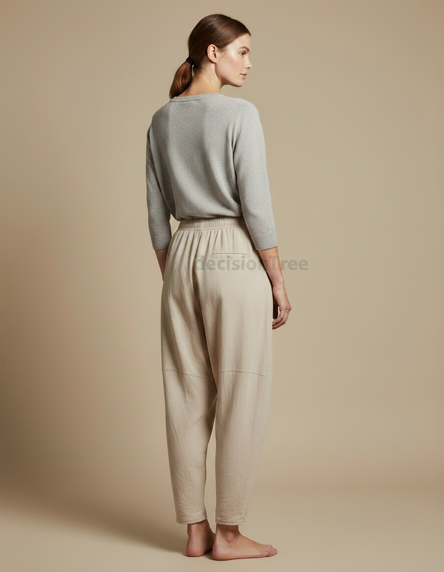 Pantalon Chinois Beige Ample Coton Lin Femme - vue 2