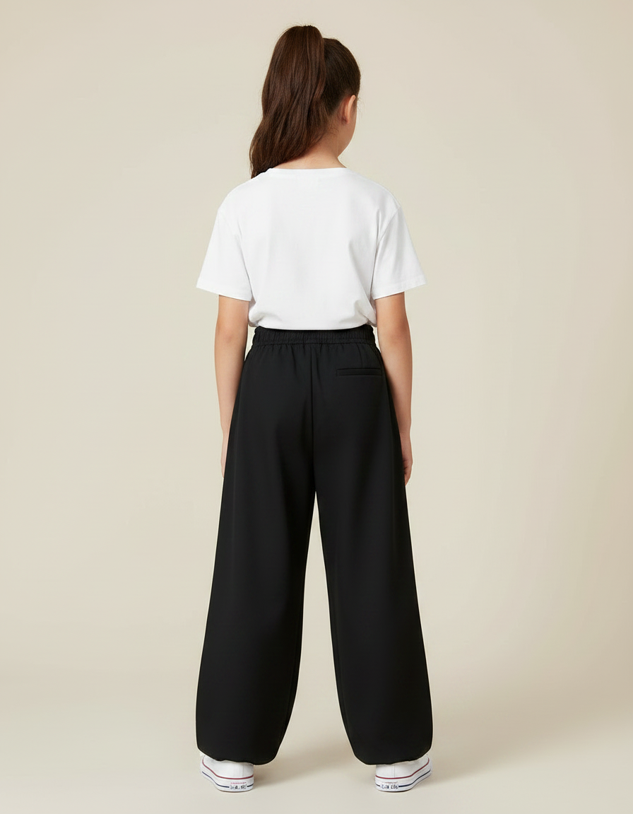 Pantalon Chinois Noir Ample Coton Boutons Traditionnel - vue 2