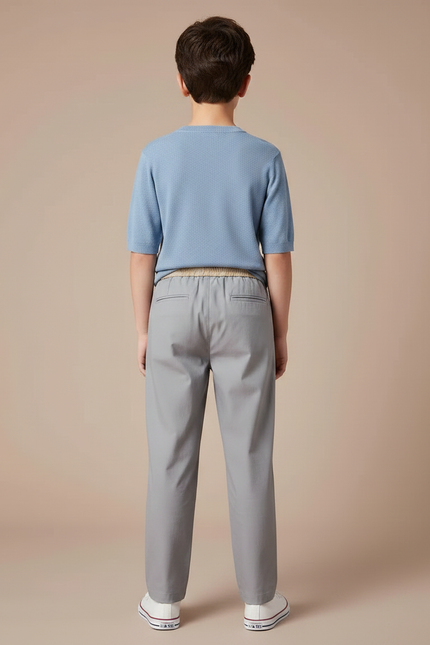 Pantalon Chinois Gris Léger Droit Élastique Garçon - Polyester - vue 2