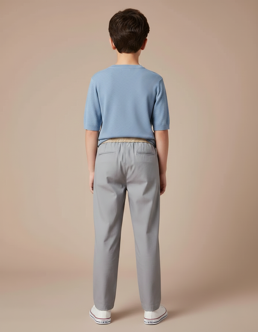 Pantalon Chinois Gris Léger Droit Élastique Garçon - Polyester - vue 2
