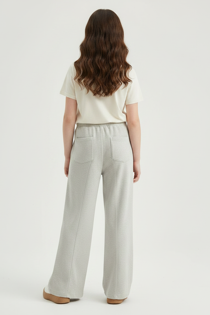 Pantalon Chinois Gris Ample Coton Sport Fille - Molleton - vue 2