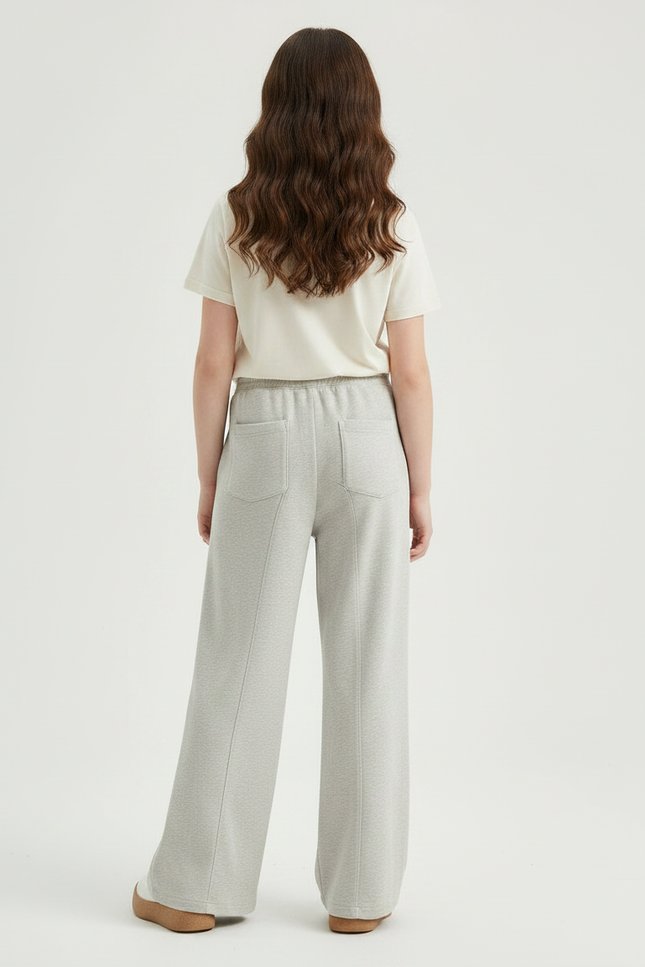 Pantalon Chinois Gris Ample Coton Sport Fille - Molleton - vue 2