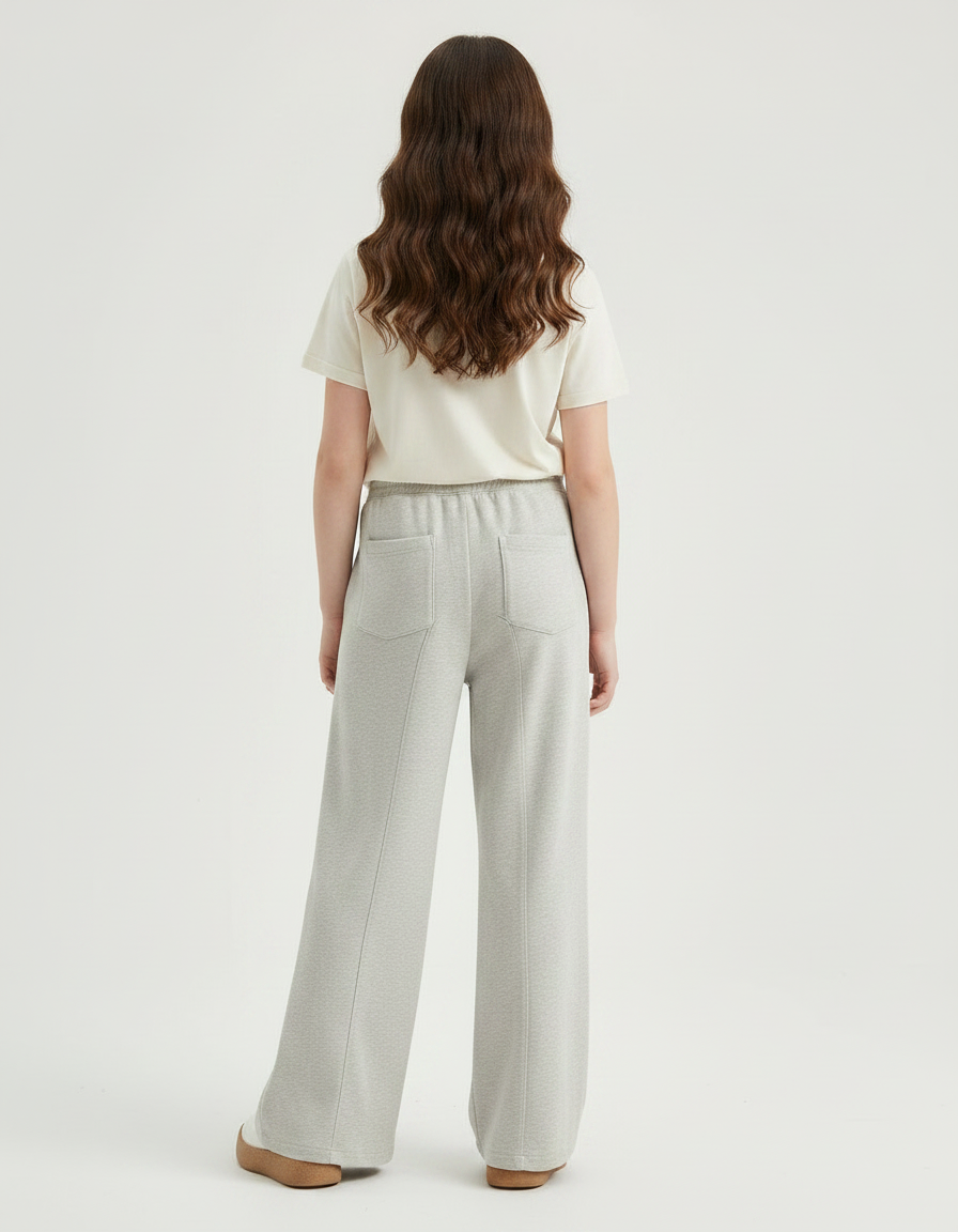 Pantalon Chinois Gris Ample Coton Sport Fille - Molleton - vue 2