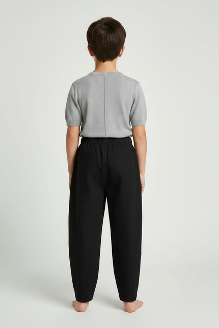 Pantalon Chinois Noir Ample Coton Enfant Confortable - vue 2