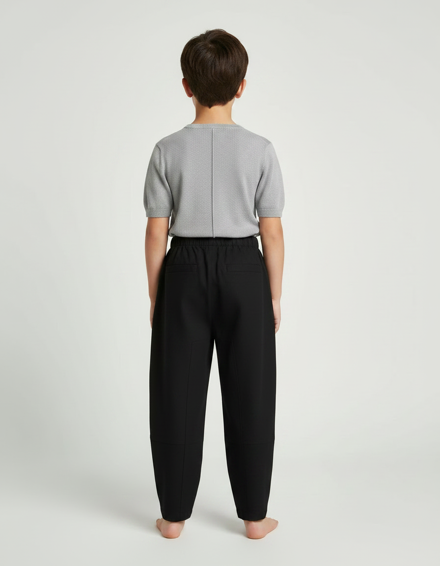 Pantalon Chinois Noir Ample Coton Enfant Confortable - vue 2