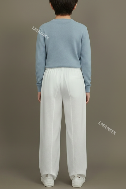 Pantalon Chinois Blanc Ample Coton Lin Enfant - vue 2