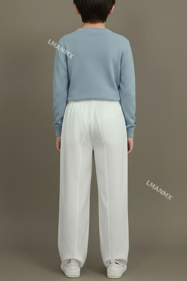 Pantalon Chinois Blanc Ample Coton Lin Enfant - vue 2
