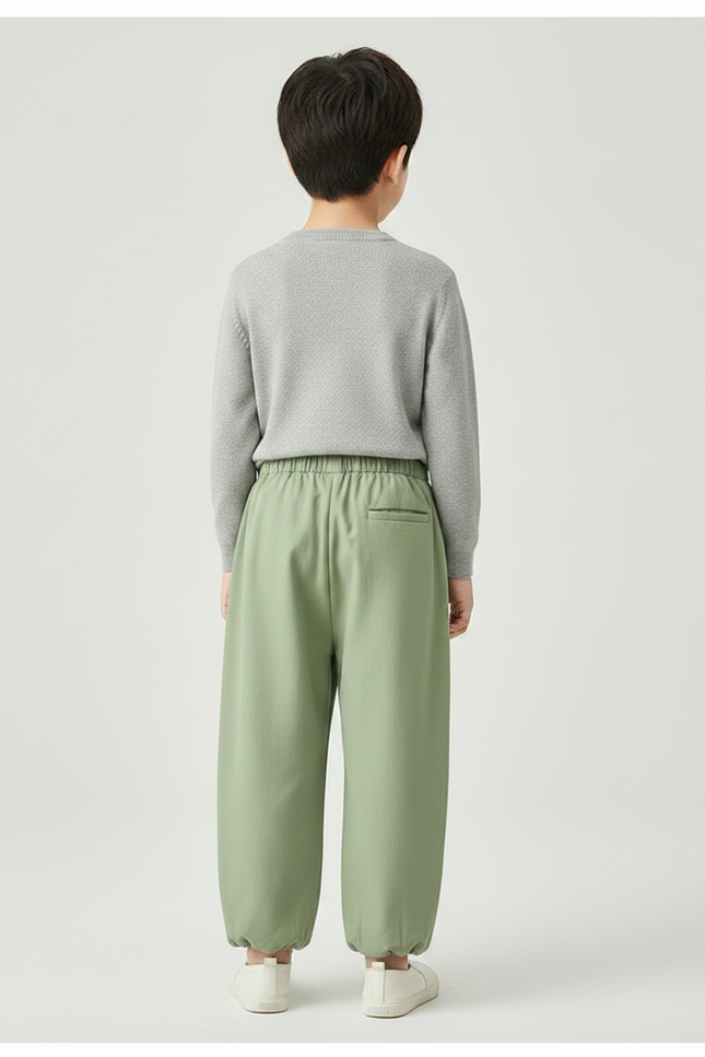 Pantalon Chinois Vert Ample Coton Enfant Décontracté - vue 2