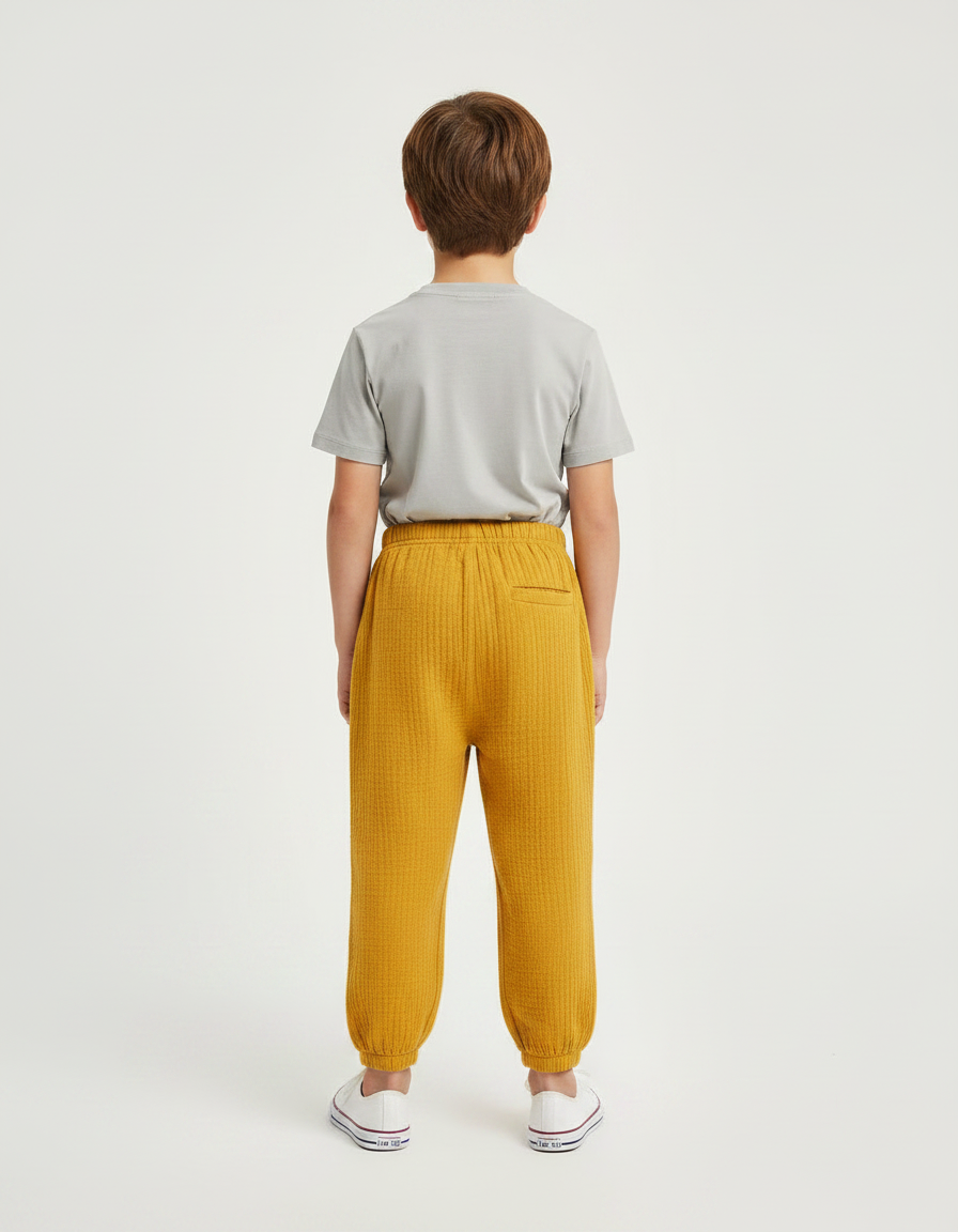 Pantalon Chinois Jaune Ample Coton Lin Enfant - vue 2