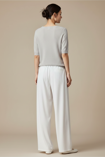 Pantalon Chinois Blanc Fluide Ample Confortable - Viscose - vue 2