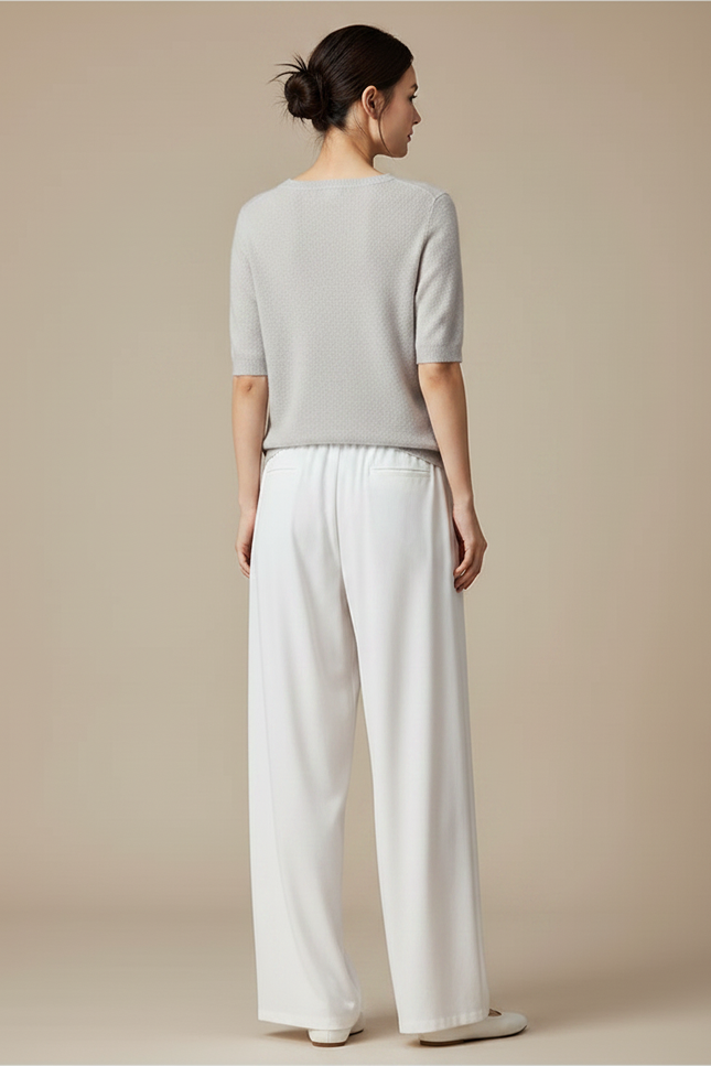 Pantalon Chinois Blanc Fluide Ample Confortable - Viscose - vue 2