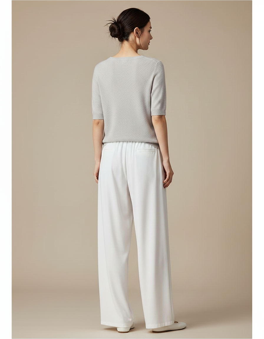 Pantalon Chinois Blanc Fluide Ample Confortable - Viscose - vue 2