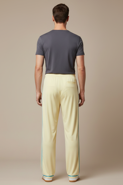 Pantalon Chinois Jaune Pâle Satiné Ample Décontracté - vue 2