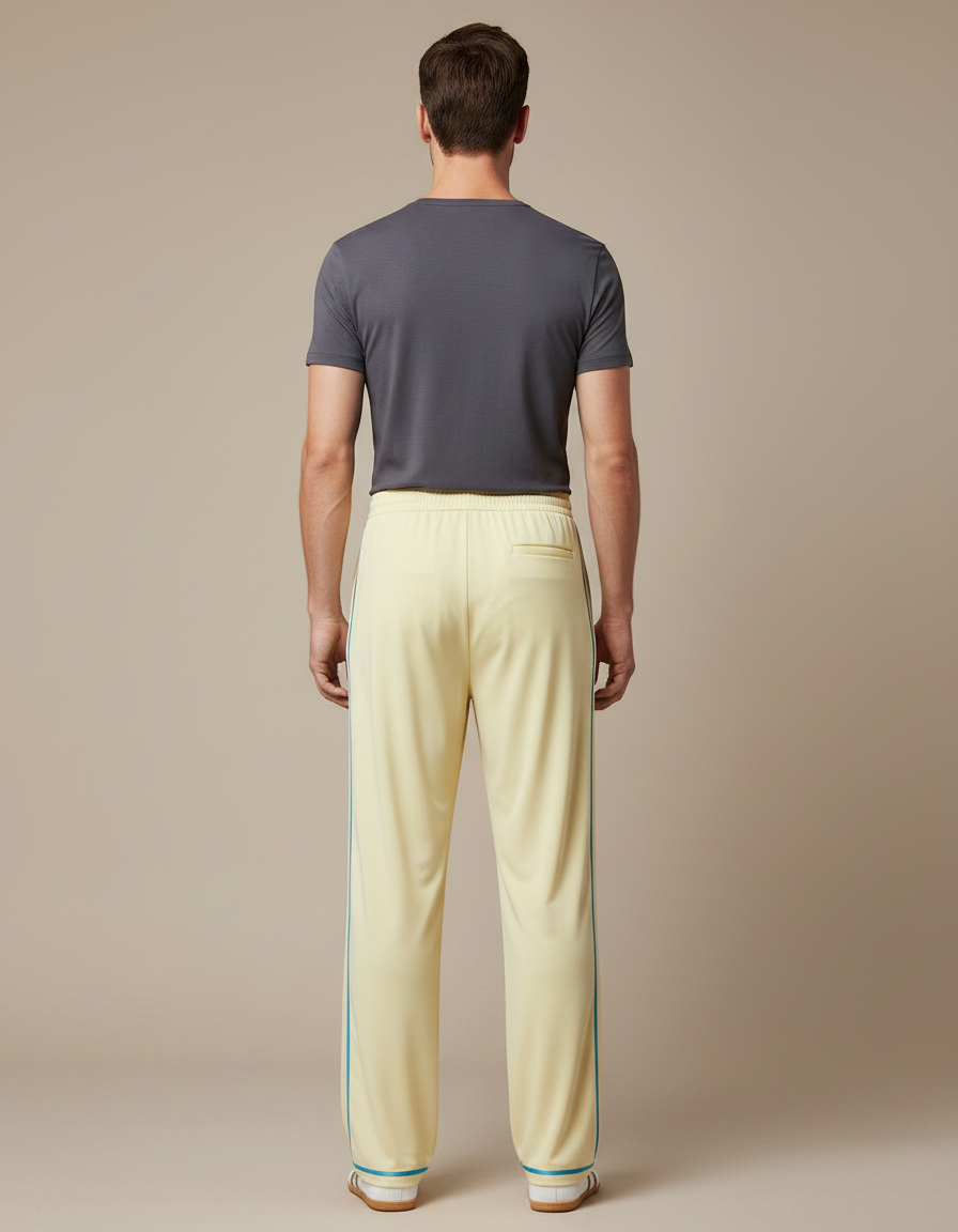 Pantalon Chinois Jaune Pâle Satiné Ample Décontracté - vue 2