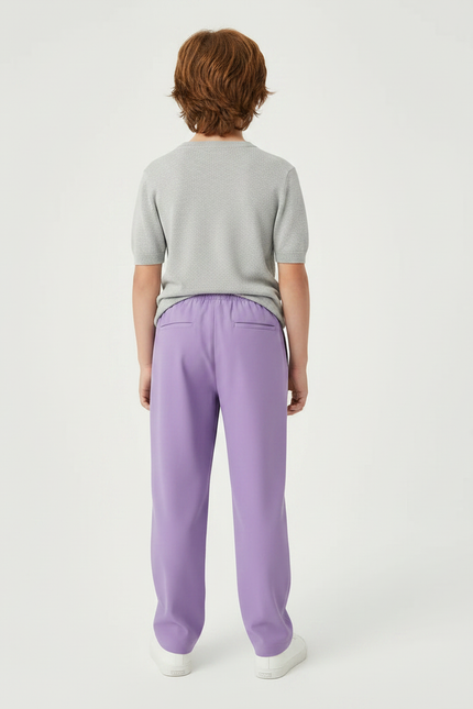 Pantalon Chinois Violet Ample Cordon Décontracté Enfant - Polyester - vue 2