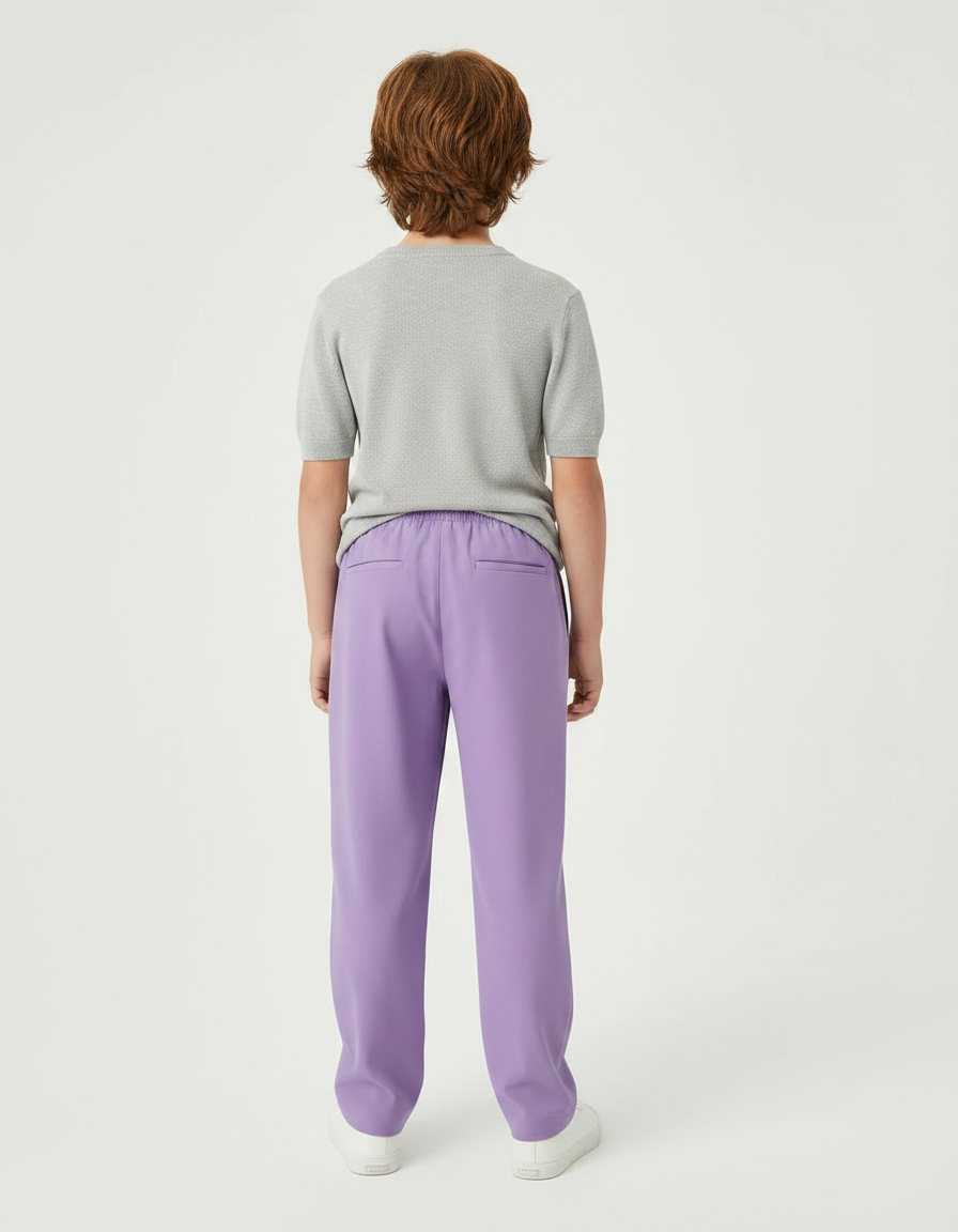 Pantalon Chinois Violet Ample Cordon Décontracté Enfant - Polyester - vue 2