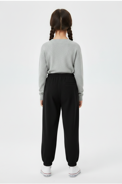 Pantalon Chinois Noir Côtelé Ample Confortable Fille Coeur - Cordé - vue 2