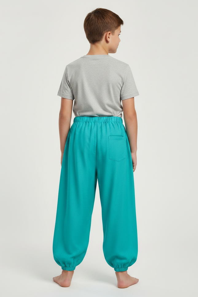 Pantalon Chinois Turquoise Ample Bouffant Enfant - Bleu Viscose - vue 2