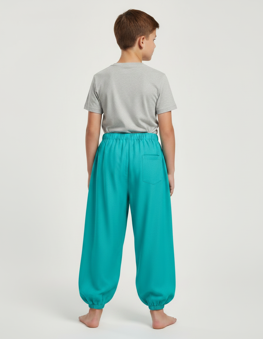 Pantalon Chinois Turquoise Ample Bouffant Enfant - Bleu Viscose - vue 2