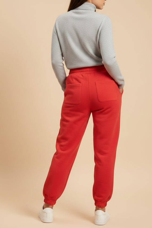 Pantalon Chinois Rouge Dragon Molletonné Ample Décontracté - vue 2