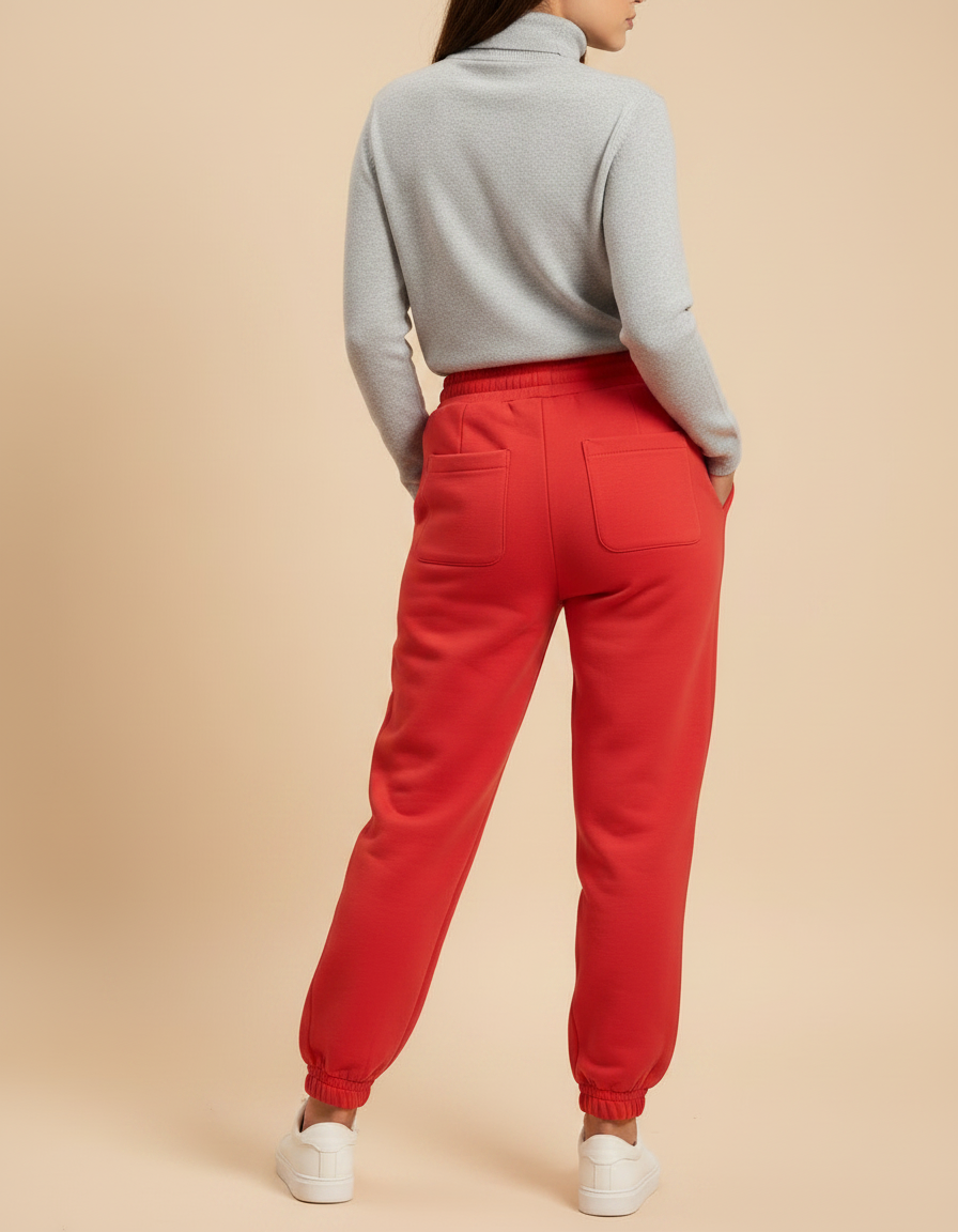 Pantalon Chinois Rouge Dragon Molletonné Ample Décontracté - vue 2