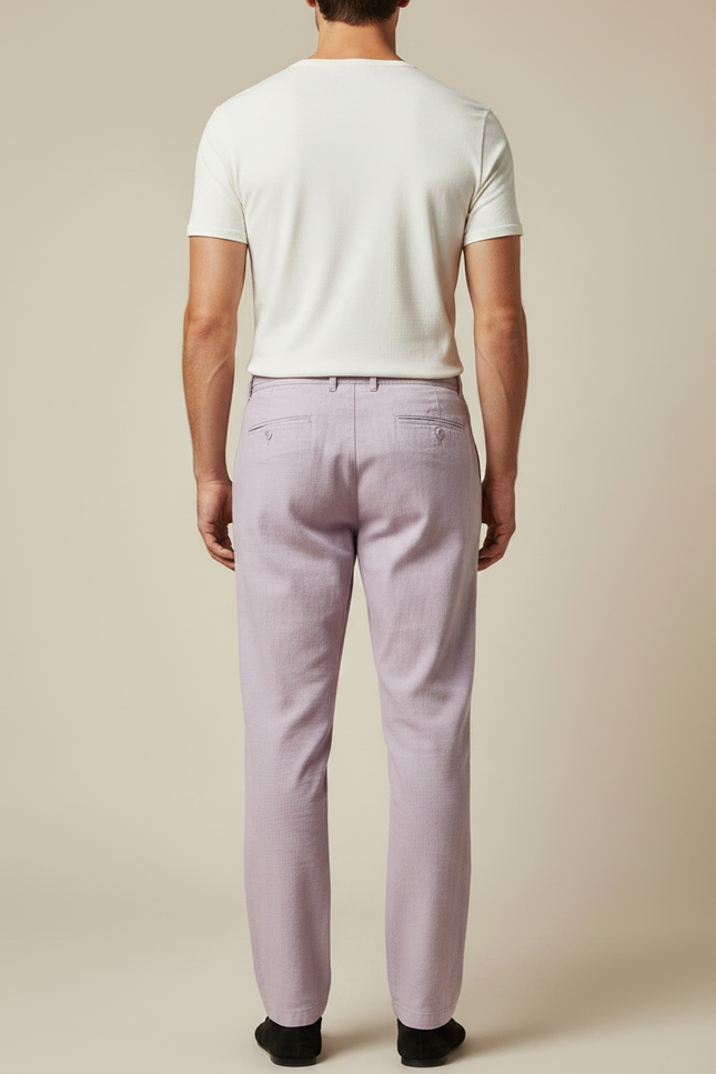 Pantalon Chinois Lilas Coton Lin Ample Confortable Homme - Violet - vue 2