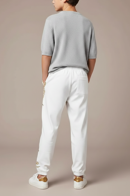 Pantalon Chinois Blanc Dragon Streetwear Garçon - Molleton - vue 2