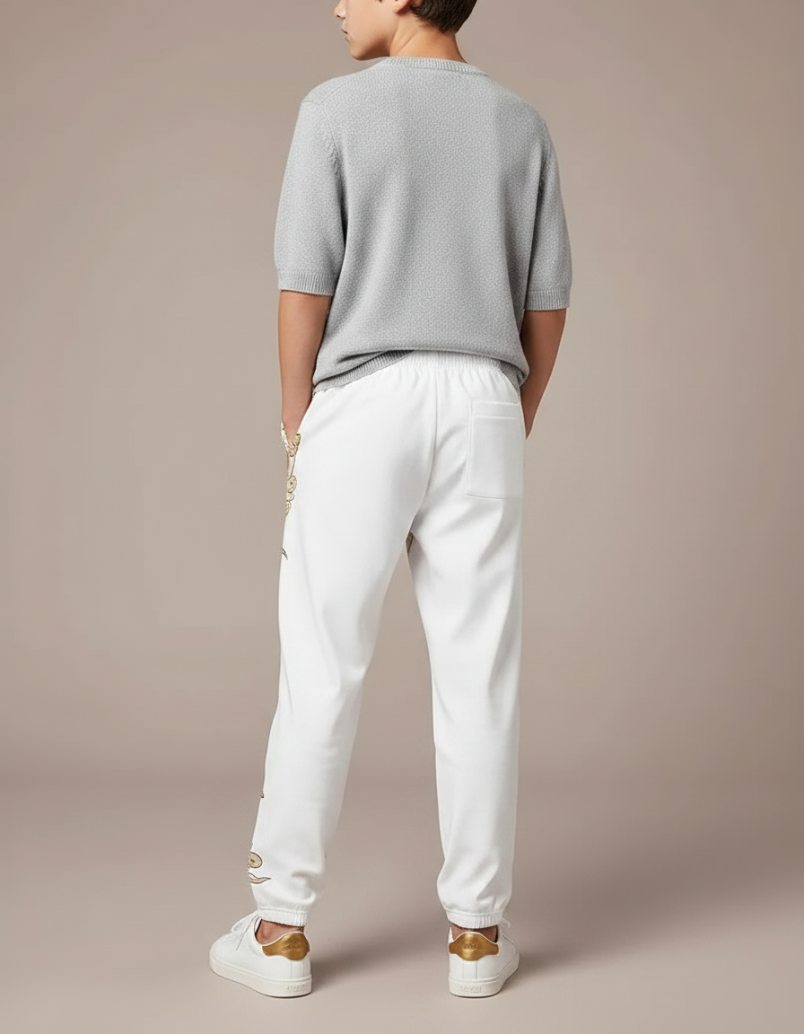 Pantalon Chinois Blanc Dragon Streetwear Garçon - Molleton - vue 2