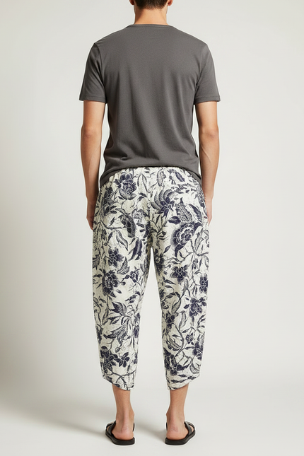 Pantalon Chinois Harem Imprimé Floral Ample Coton Lin - vue 2