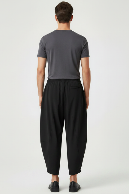 Pantalon Chinois Noir Ample Harem Cordon Décontracté - Polyester - vue 2