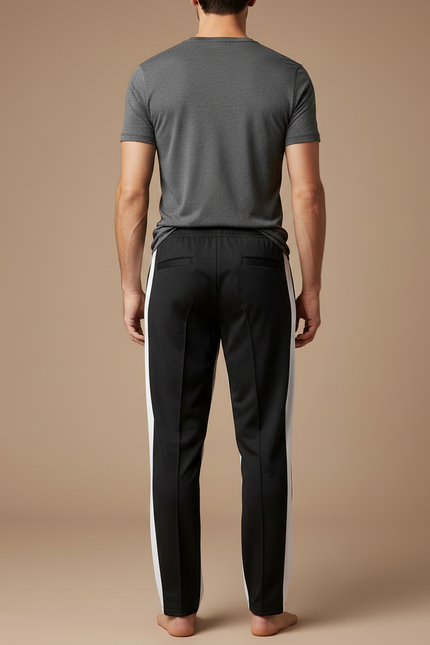 Pantalon Chinois Noir Blanc Sport Décontracté Homme - Polyester - vue 2