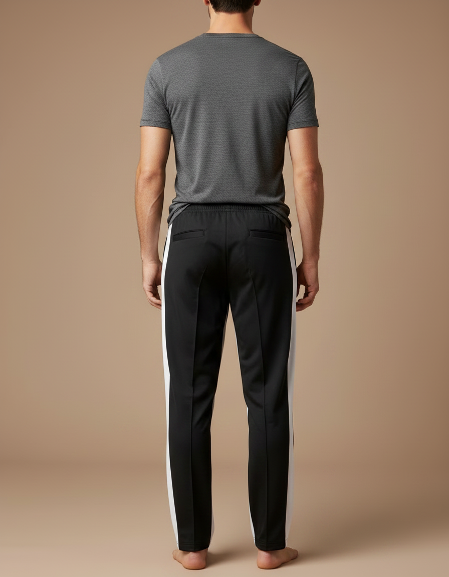 Pantalon Chinois Noir Blanc Sport Décontracté Homme - Polyester - vue 2