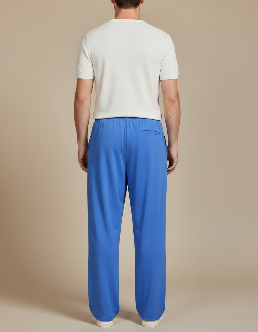 Pantalon Chinois Bleu Ample Fluide Décontracté Unisexe - Polyester - vue 2