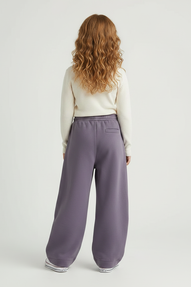 Pantalon Chinois Gris Violet Ample Décontracté Enfant - Molleton - vue 2