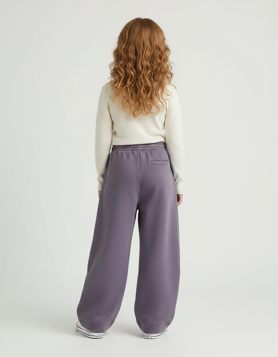 Pantalon Chinois Gris Violet Ample Décontracté Enfant - Molleton - vue 2