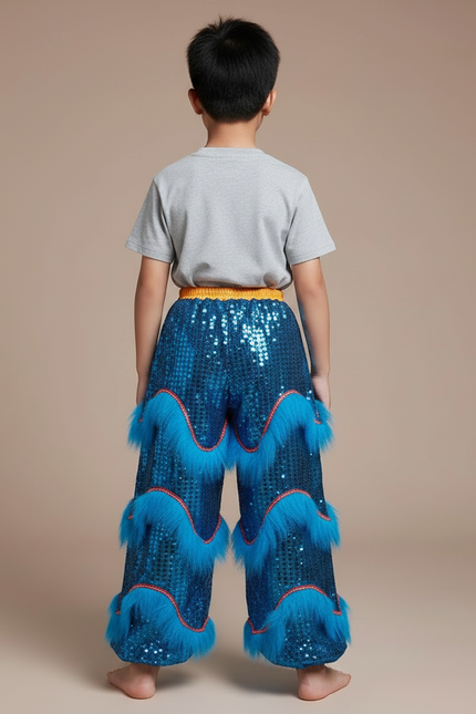 Pantalon Chinois Pailleté Bleu Franges Danse Enfant - Polyester - vue 2