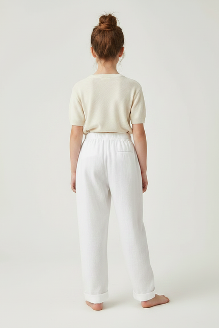 Pantalon Chinois Blanc Ample Lin Fluide Enfant - vue 2
